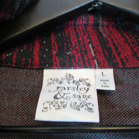 Parsley & Sage Red Gray Button Front Sweater Coat - Picture 3 of 7